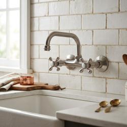 Aquanello Heritage Ascot Classic Kitchen Wall Faucet Top Spout Stainless Steel NB-4110-HA